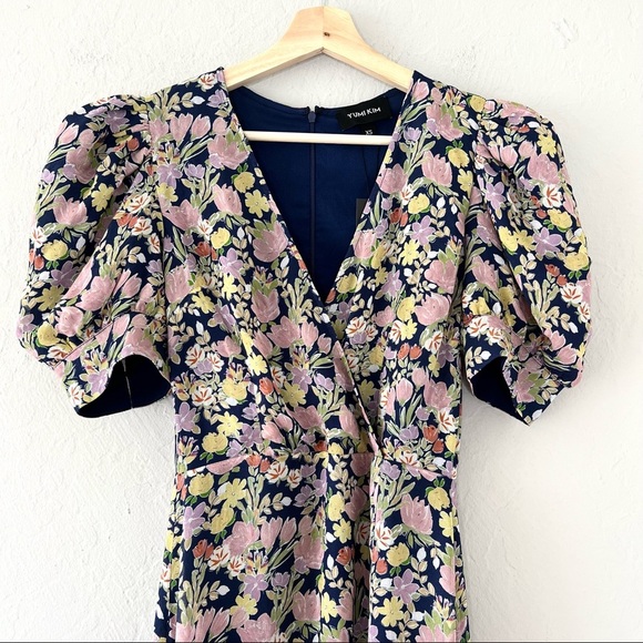 NWT Yumi Kim Andrea Puff Sleeve Ruffle Hem Midi Dress in Laguna Breeze M… - Picture 5 of 12